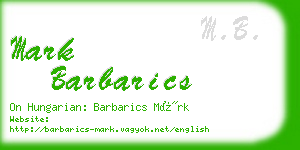 mark barbarics business card